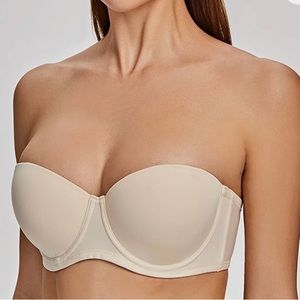 Women's Strapless Bra for Large Bust Back Smoothing Plus Size Underwire